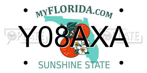Y08AXA Florida License Plate
