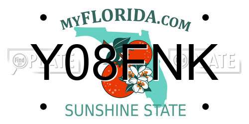 Y08FNK Florida License Plate