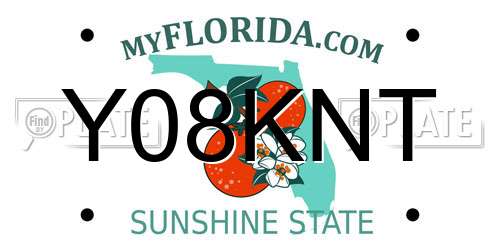 Y08KNT Florida License Plate