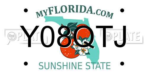 Y08QTJ Florida License Plate