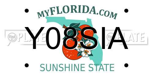 Y08SIA Florida License Plate