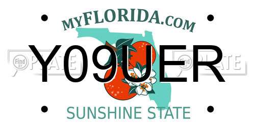 Y09UER Florida License Plate