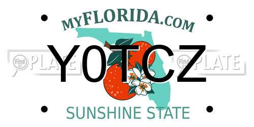 Y0TCZ Florida License Plate