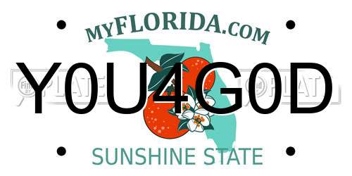 Y0U4G0D Florida License Plate