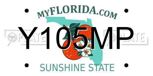 Y105MP Florida License Plate
