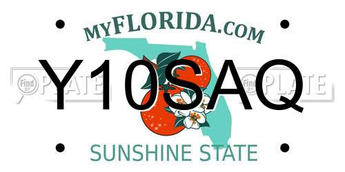 Y10SAQ Florida License Plate