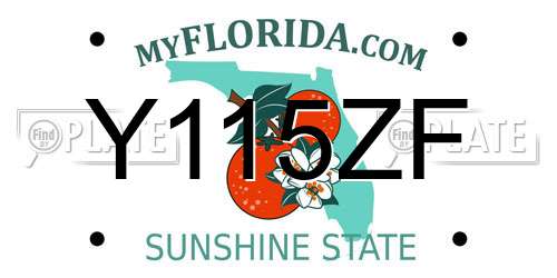 Y115ZF Florida License Plate