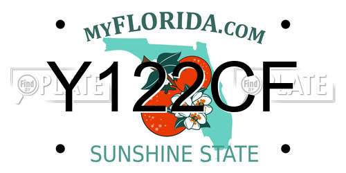 Y122CF Florida License Plate