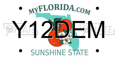 Y12DEM Florida License Plate