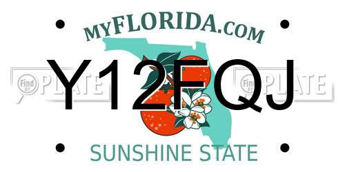 Y12FQJ Florida License Plate