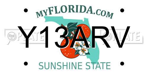 Y13ARV Florida License Plate