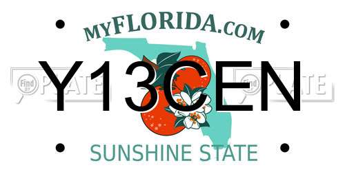 Y13CEN Florida License Plate