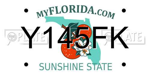 Y145FK Florida License Plate