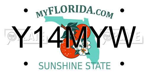 Y14MYW Florida License Plate