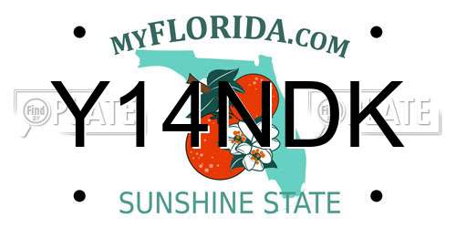 Y14NDK Florida License Plate