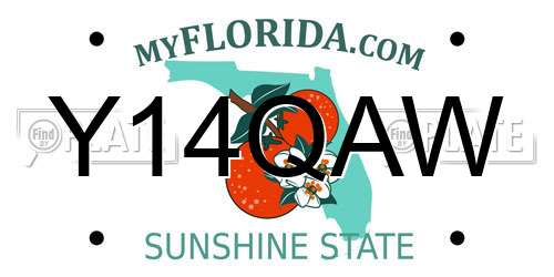 Y14QAW Florida License Plate