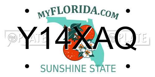 Y14XAQ Florida License Plate