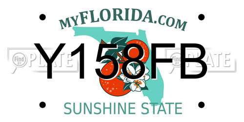 Y158FB Florida License Plate
