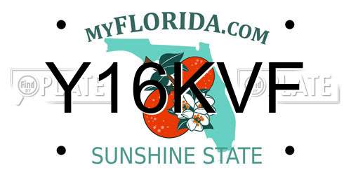 Y16KVF Florida License Plate