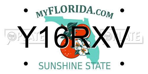 Y16RXV Florida License Plate