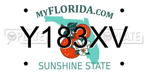 Y183XV Florida License Plate