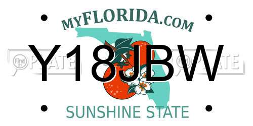 Y18JBW Florida License Plate
