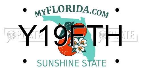 Y19FTH Florida License Plate