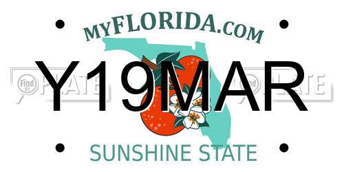 Y19MAR Florida License Plate