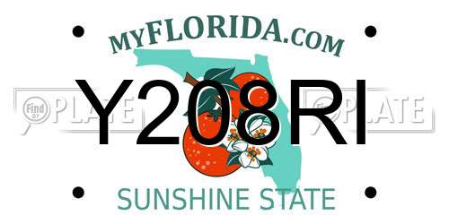 Y208RI Florida License Plate