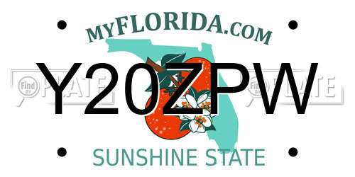 Y20ZPW Florida License Plate