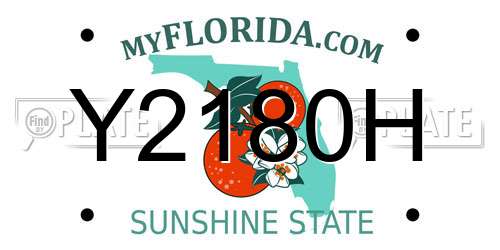 Y2180H Florida License Plate