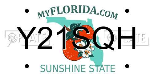 Y21SQH Florida License Plate