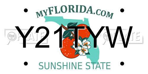 Y21TYW Florida License Plate