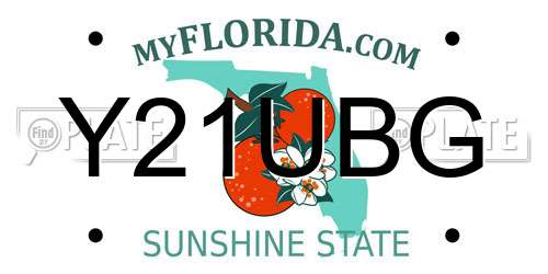 Y21UBG Florida License Plate