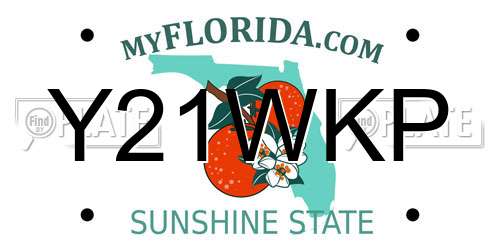 Y21WKP Florida License Plate