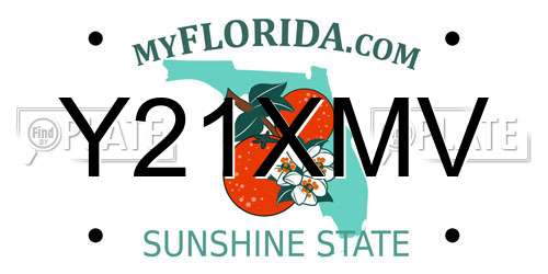 Y21XMV Florida License Plate