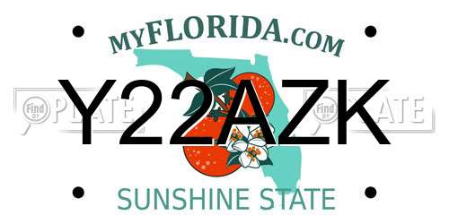 Y22AZK Florida License Plate