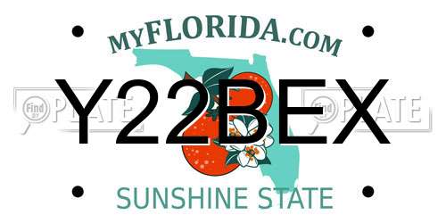 Y22BEX Florida License Plate