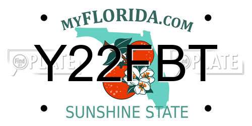 Y22FBT Florida License Plate