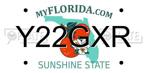 Y22GXR Florida License Plate