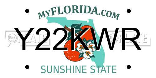 Y22KWR Florida License Plate