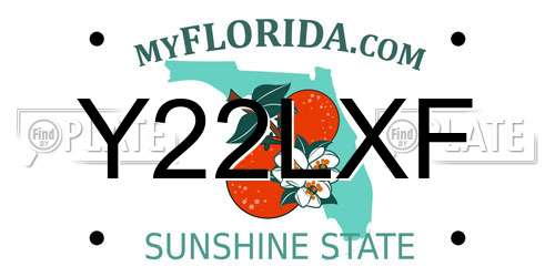 Y22LXF Florida License Plate
