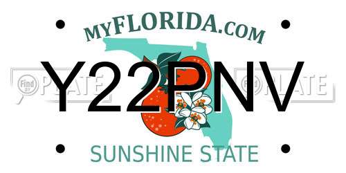 Y22PNV Florida License Plate