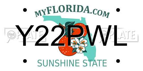 Y22PWL Florida License Plate