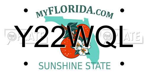 Y22WQL Florida License Plate