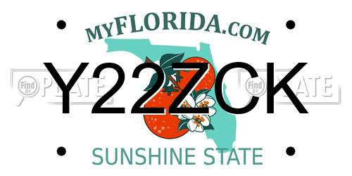 Y22ZCK Florida License Plate