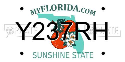Y237RH Florida License Plate