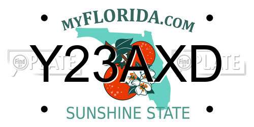 Y23AXD Florida License Plate