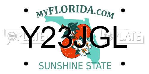 Y23JGL Florida License Plate