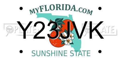 Y23JVK Florida License Plate